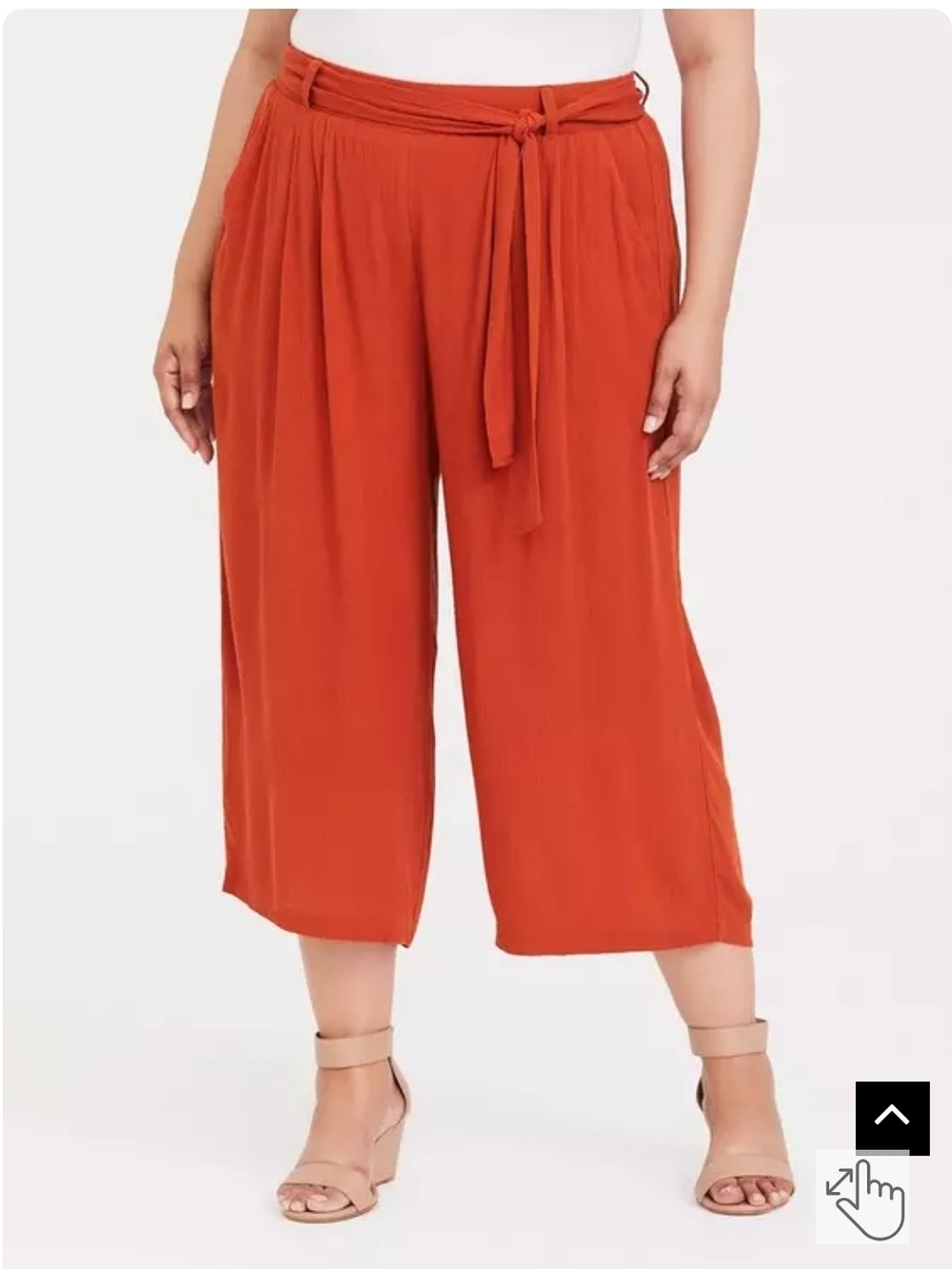 torrid Rust Tie-Waist Wide-Leg Cropped Pants